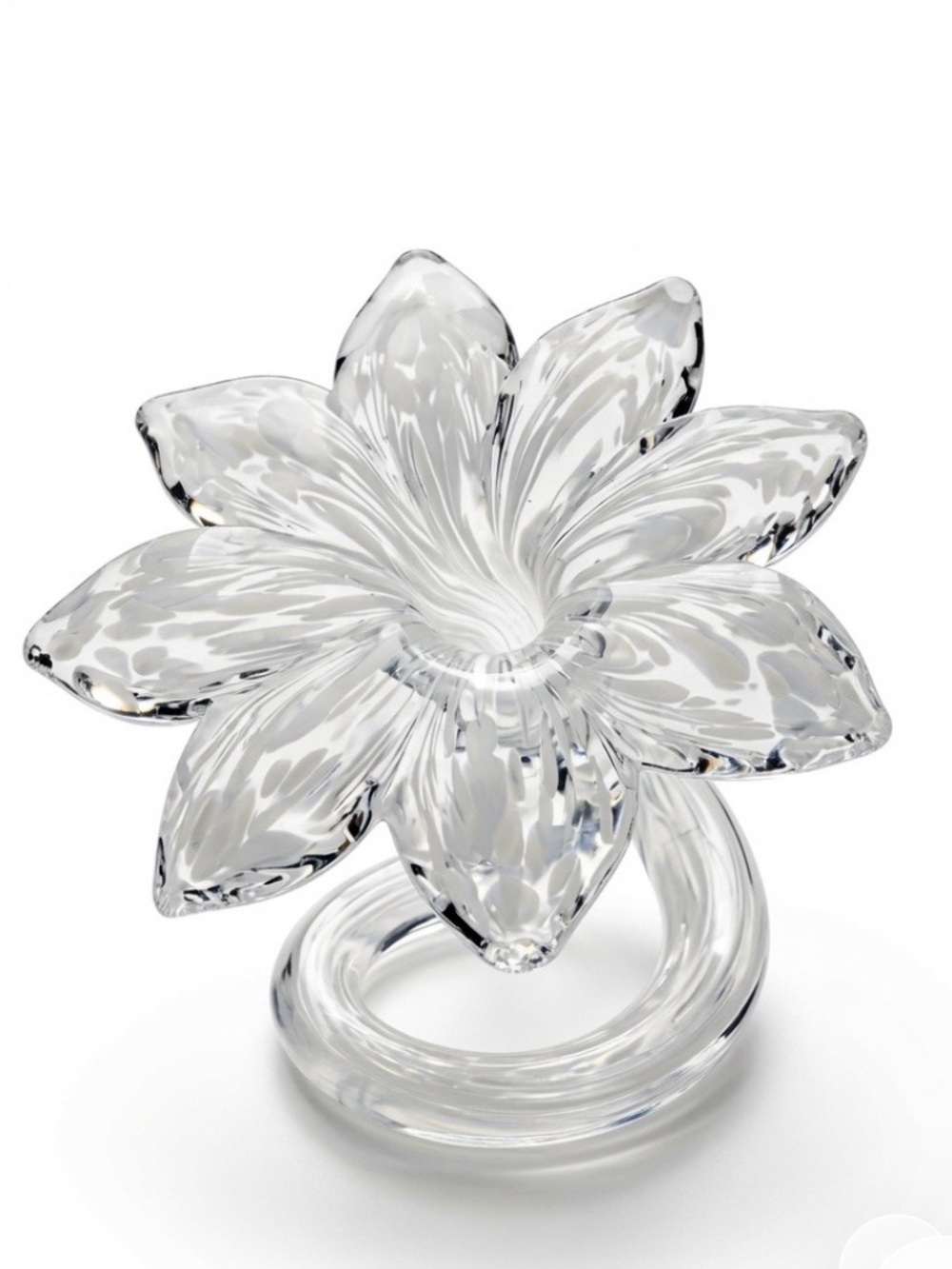 Murano Clear Crystal Floral Sculpture White/Clear NWT